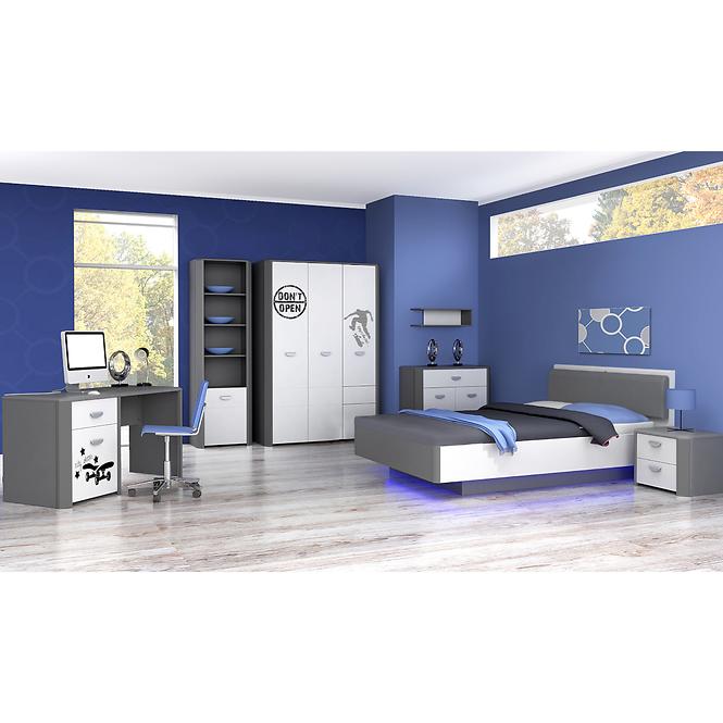 Bett Hey 126cm Wolfram Grau/Grau Matte/Weiß