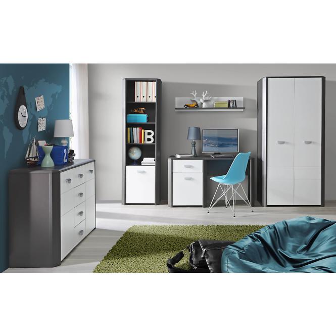 Bett Hey 126cm Wolfram Grau/Grau Matte/Weiß