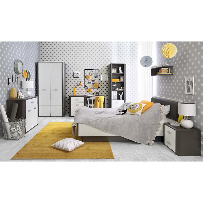 Bett Hey 126cm Wolfram Grau/Grau Matte/Weiß