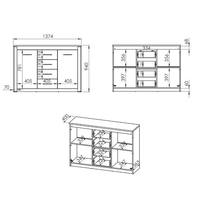 Kommode Luis 08 138cm Eiche Ribbeck