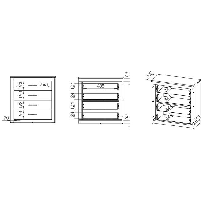 Kommode Luis 09 92cm Eiche Ribbeck