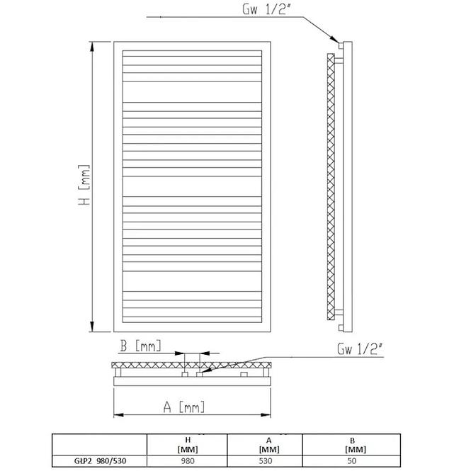 Kühler GŁP2 mit hellgrauem Rahmen 980x530 490W