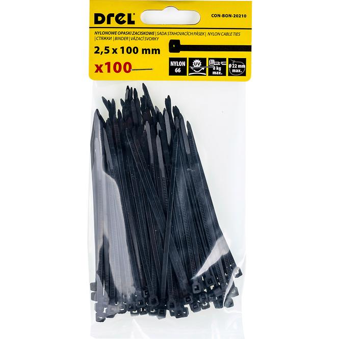 Anschlussband, 2,5 x 100 mm, schwarz, nylon, 100 st.
