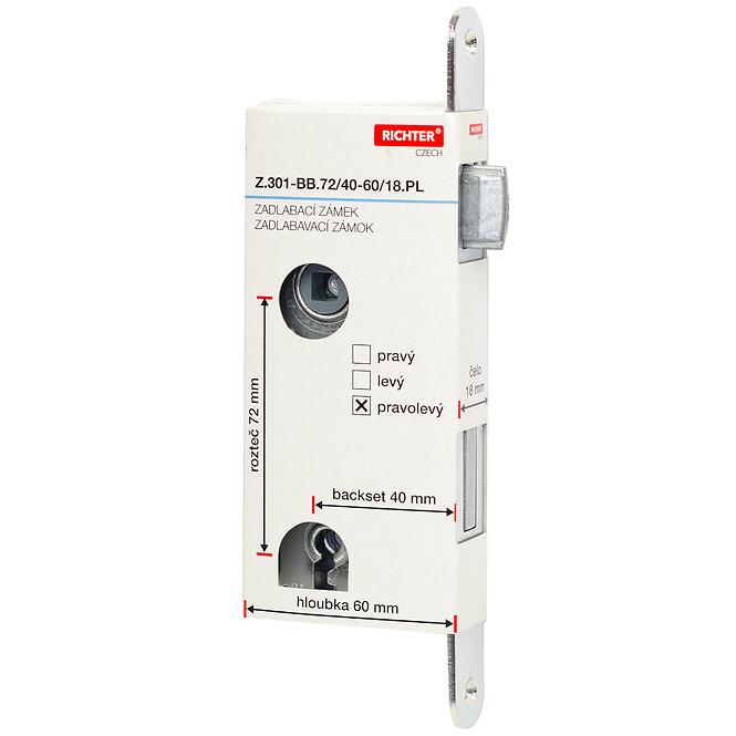 Einsteckschloss z.301-bb.72/40-60/18.pl 