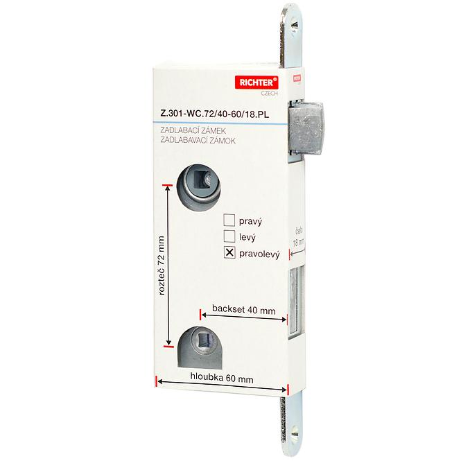 Einsteckschloss z.301-wc.72/40-60/18.pl   