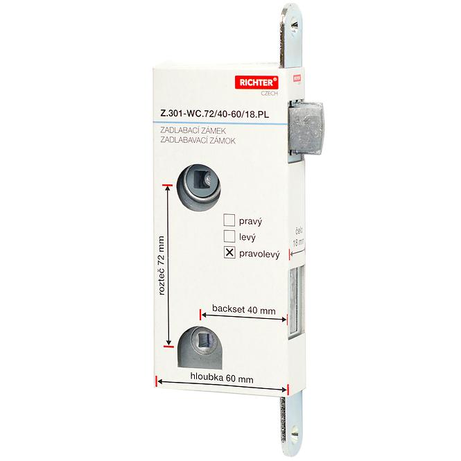 Einsteckschloss z.301-wc.72/40-60/18.pl