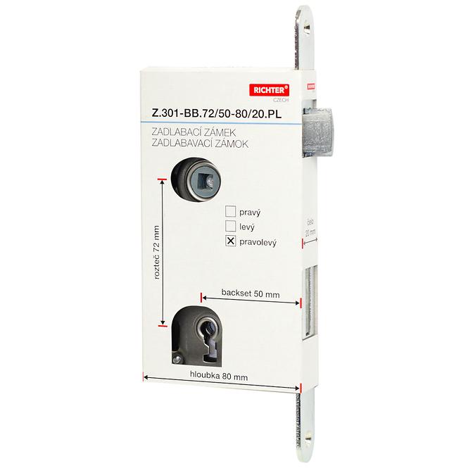 Einsteckschloss z.301-bb.72/50-80/20.pl  