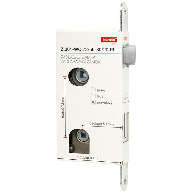 Einsteckschloss z.301-wc.72/50-80/20.pl