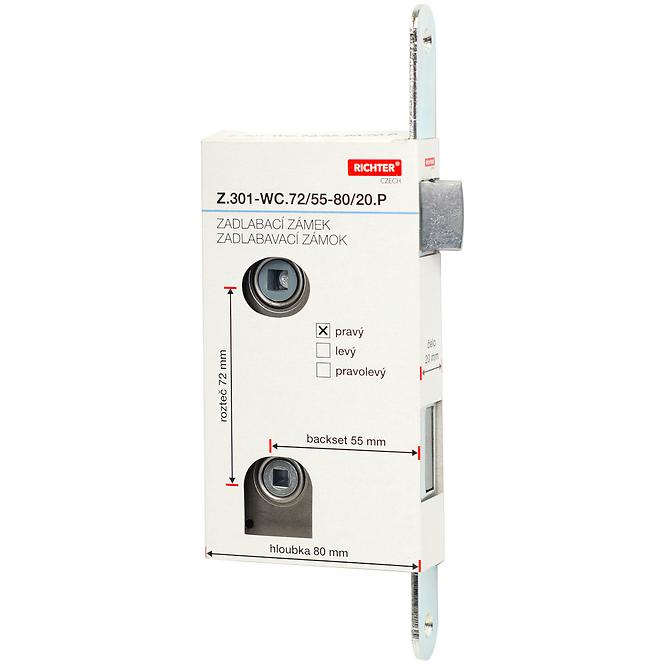 Einsteckschloss z.301-wc.72/55-80/20.p