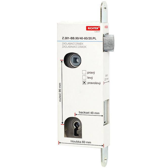 Einsteckschloss z.301-bb.90/40-60/20.pl
