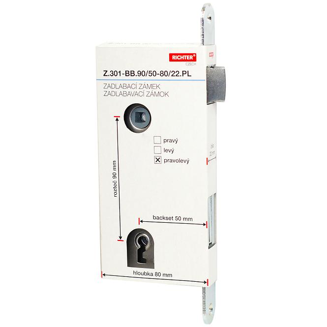 Einsteckschloss z.301-bb.90/50-80/22.pl