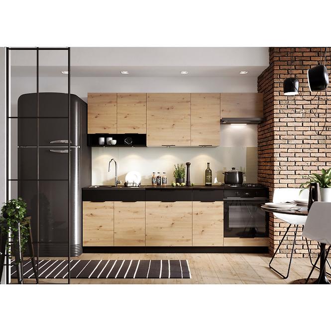 Küchenzeile Elena W80pd Artisan/Schwarze Struktur