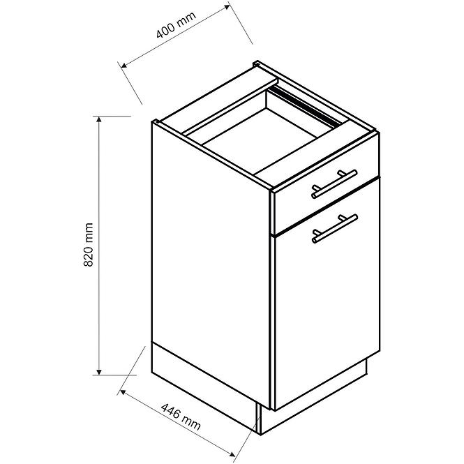 Küchenzeile Vita D40 S1 Pl Weiß/Glanz