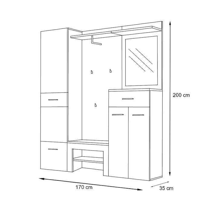 Garderobe Gustavo III + Kissen Eiche Wellington/Weiß