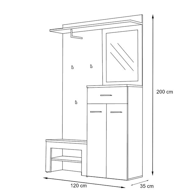 Garderobe Gustavo II + Kissen Eiche Wellington/Weiß