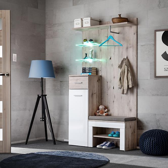 Garderobe Gustavo I + Kissen Eiche Wellington/Weiß