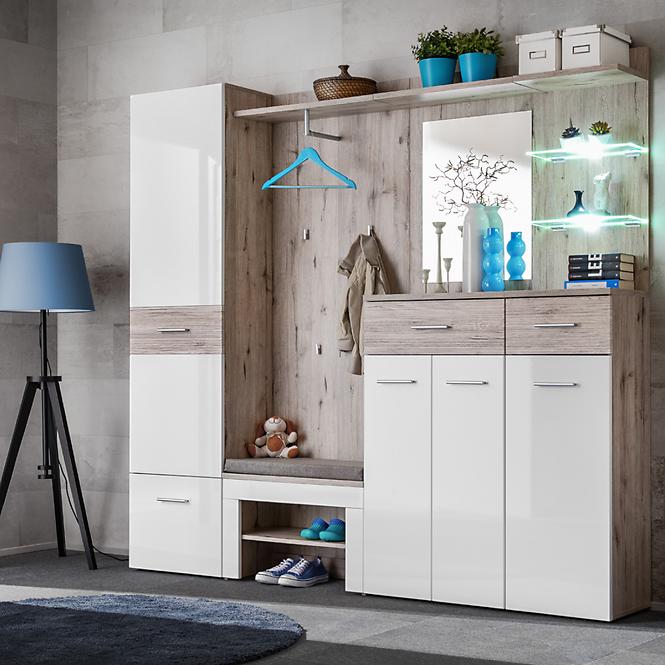 Garderobe Gustavo IV + Kissen Eiche Wellington/Weiß