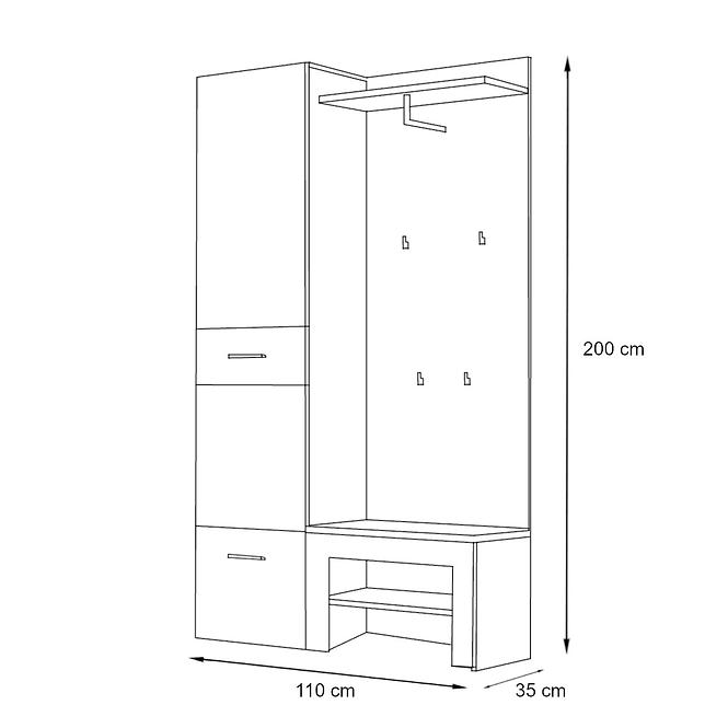 Garderobe Gustavo V + Kissen Eiche Wellington/Weiß