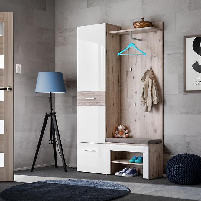 Garderobe Gustavo V + Kissen Eiche Wellington/Weiß