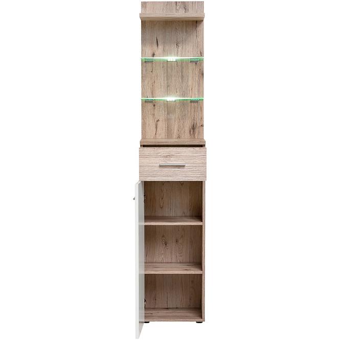 Schrank Gustavo Typ B+C Wellington/Weißer Glanz,2