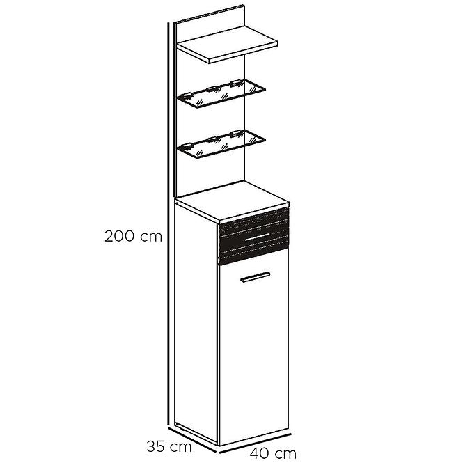 Schrank Gustavo Typ B+C Wellington/Weißer Glanz,3