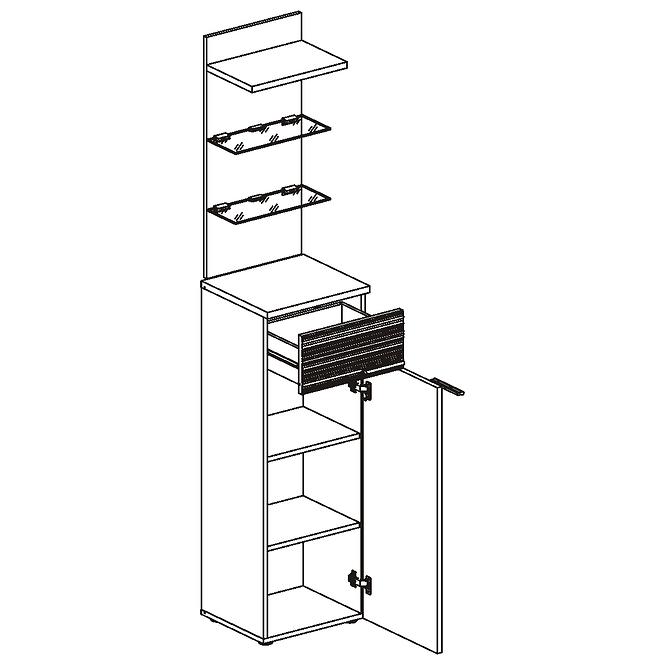 Schrank Gustavo Typ B+C Wellington/Weißer Glanz,4