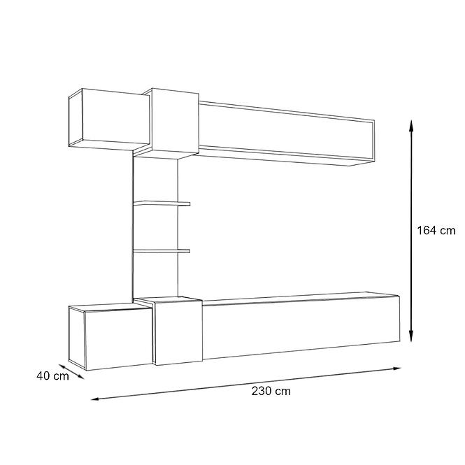 Wohnwand Rio 230cm Antracyt/Wellington