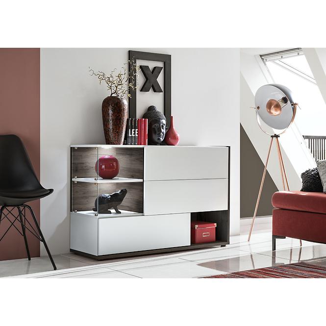 Kommode Sb Silk 120cm White / Pearl Elm / White Gloss