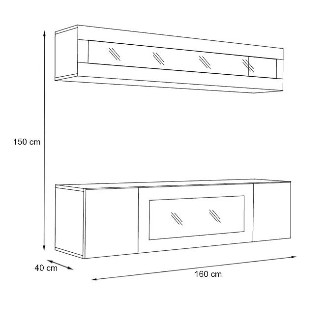 Wohnwand + Biofireplace Fly N2 + Glas Weiß