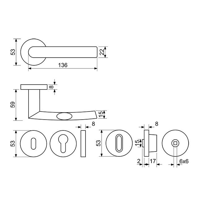Edelstahlbeschläge rk.c-form.wc.n