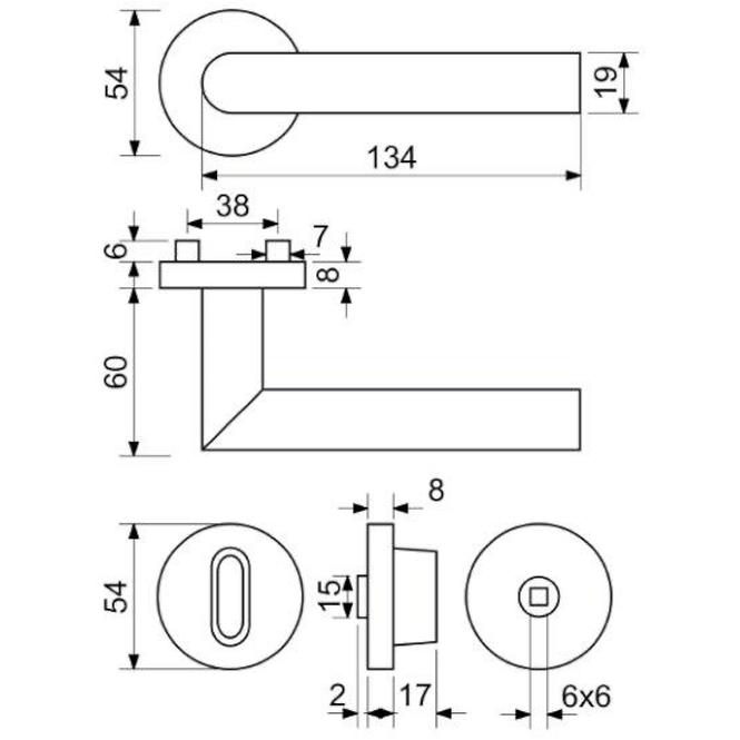 Edelstahlbeschläge rk.l-form.wc.ce