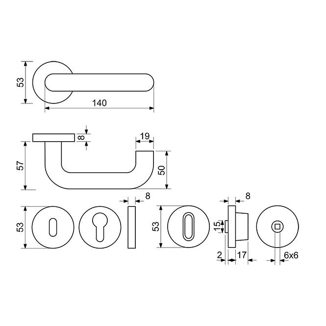 Edelstahlbeschläge rk.u-form.pz.n