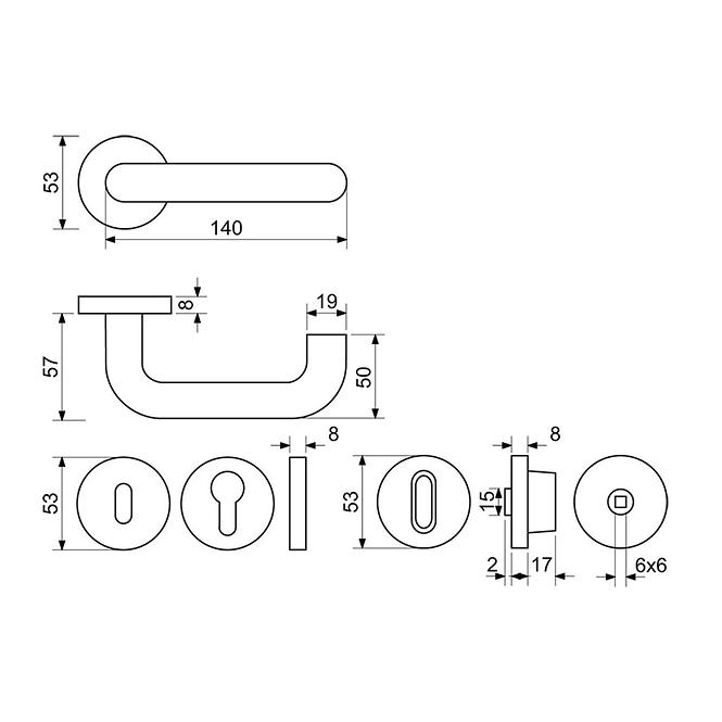 Edelstahlbeschläge rk.u-form.wc.n