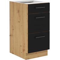 Küchenzeile Modena  40d 3s Bb Schwarz / Handwerkliche Eiche