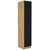 Küchenzeile Modena 40dk-210 2f Schwarz / Handwerkliche Eiche