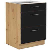 Küchenzeile Modena  60d 3s Bb Schwarz / Handwerkliche Eiche