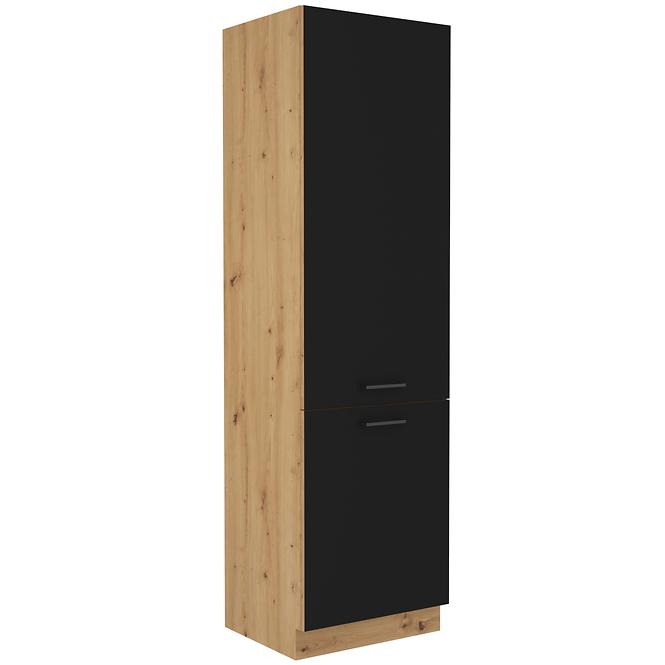 Küchenzeile Modena  60lo-210 2f Schwarz / Handwerkliche Eiche