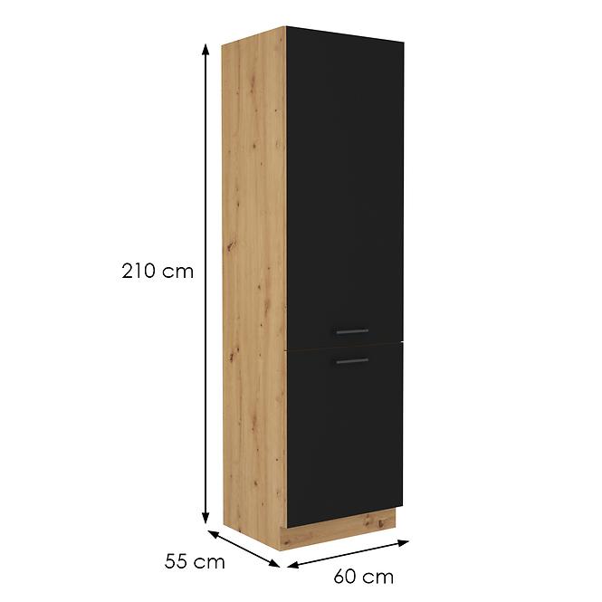 Küchenzeile Modena  60lo-210 2f Schwarz / Handwerkliche Eiche