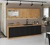 Kuchnia Modena 260cm Schwarz / Handwerkliche Eiche
