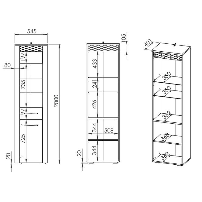 Vitrine Artis 03 55cm Eiche Artisan