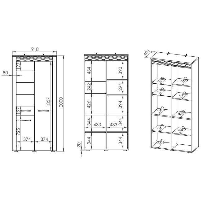 Vitrine Artis 04 92cm Eiche Artisan