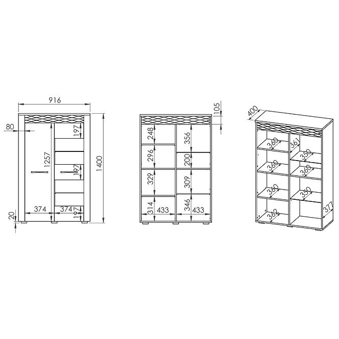 Vitrine Artis 05 92cm Eiche Artisan