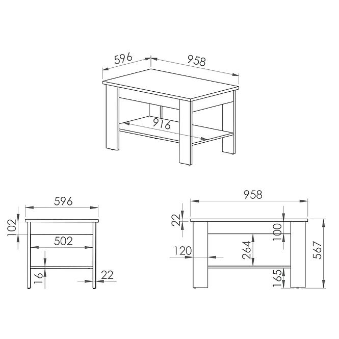 Couchtisch Artis 13 96cm Eiche Artisan