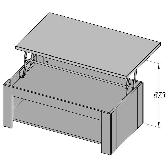 Couchtisch Durt511-C04 Weiß / Weiß-Glanz