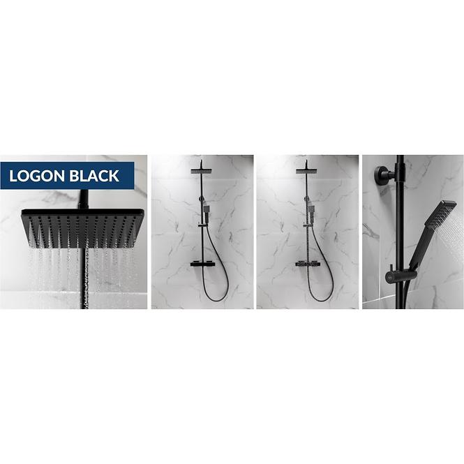 Logon Black Regendusche mit Duscharmatur Thermostatisch