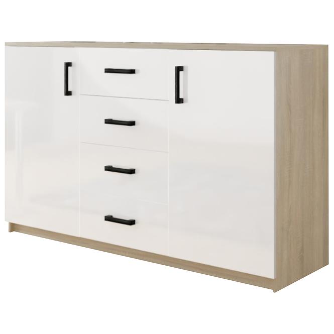 Kommode Bahli 150cm Eiche Sonoma/Weiß Glanz