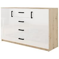 Kommode Bahli 150cm Eiche Artisan/Weiß Glanz