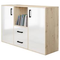 Kommode Herakles 1 136cm Eiche Artisan/Weiß Glanz