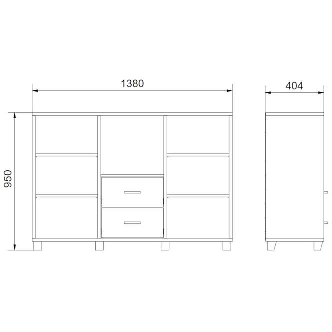 Kommode Herakles 1 136cm Weiß/ Weiß Glanz