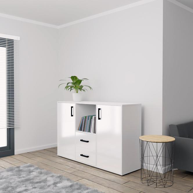 Kommode Herakles 1 136cm Weiß/ Weiß Glanz